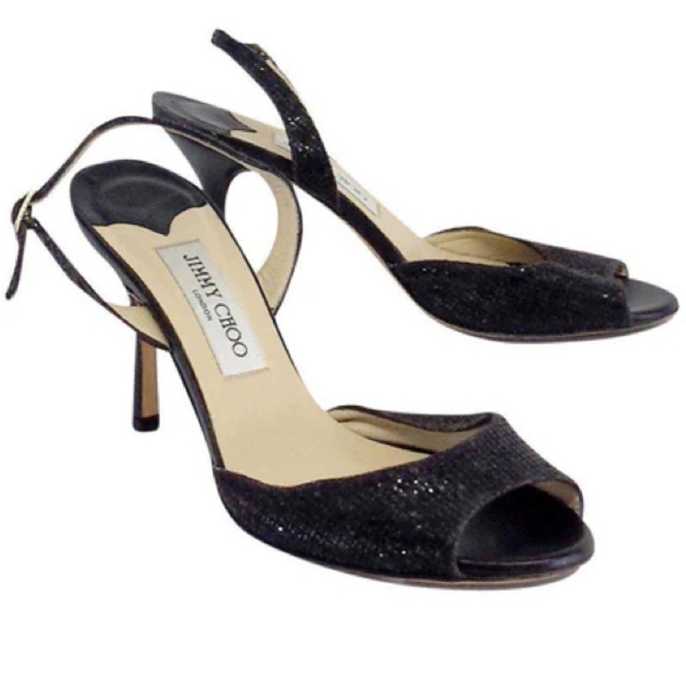 JIMMY CHOO sparkle black heals- SIZE 7